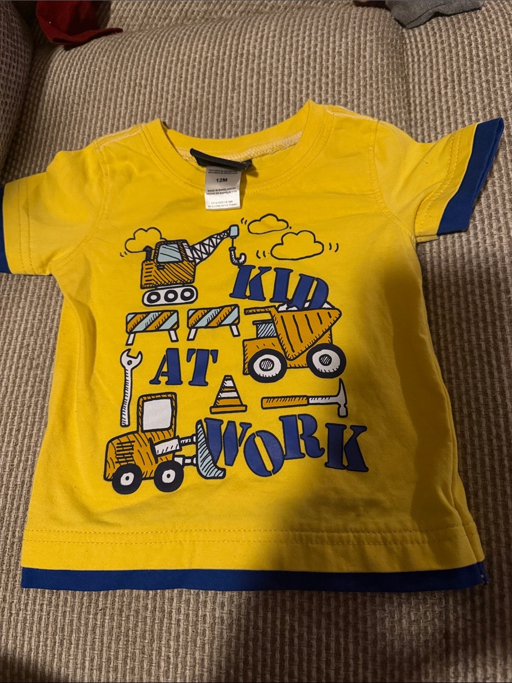 Yellow "Kid at Work" Short Sleeve Tee